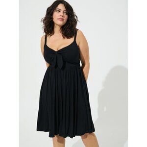 NWT Torrid Black Mini Super Soft Bow Front Skater Dress